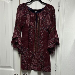 Bohemian Maroon Patterned Tunic